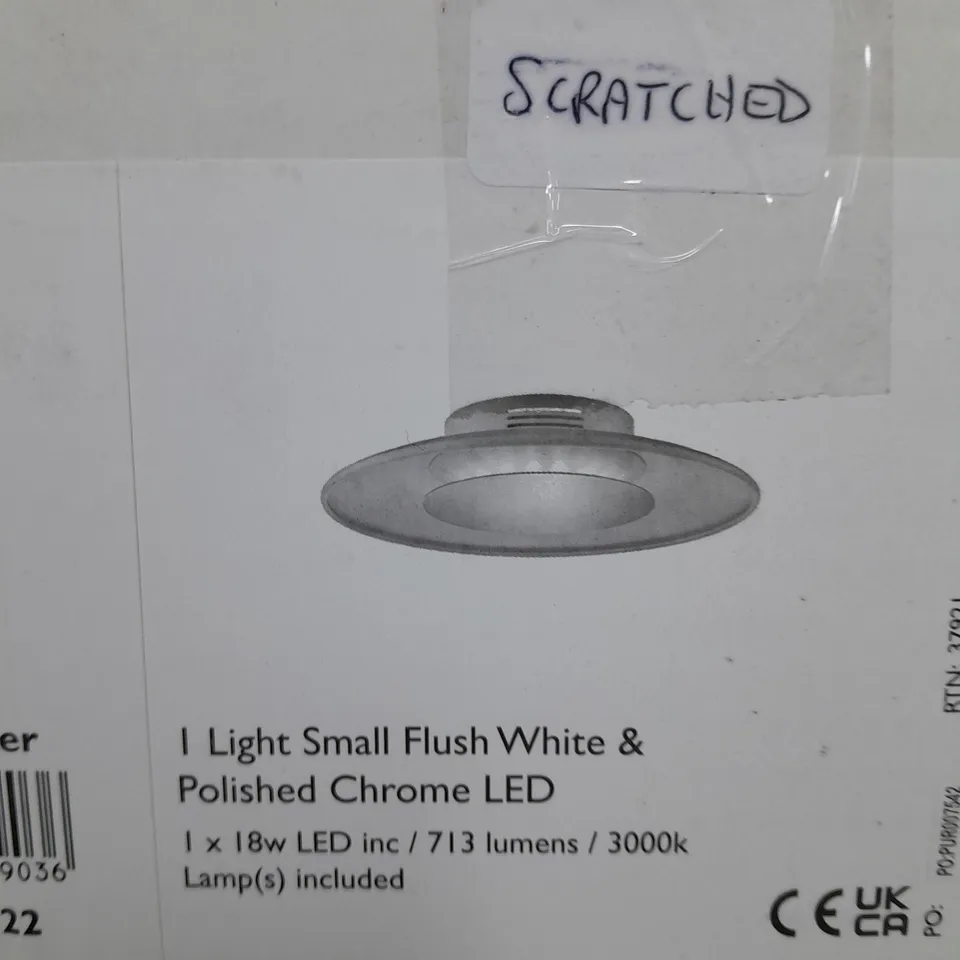 DAR WOR522 WORCESTER SMALL FLUSH CEILING LIGHT IN WHITE AND POLISHED CHROME