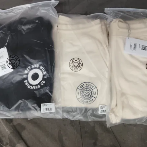 BOX OF APPROXIMATELY 12 ASSORTED BRASS MONKEY CLOTHING ITEMS TO INCLUDE HOODIES AND JOGGERS IN VARIOUS COLOURS AND SIZES