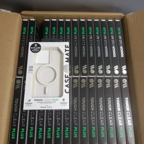 BOX OF APPROXIMATELY 56 CASEMATE TOUGH CLEAR PLUS IPHONE 13 PRO PHONE CASES WITH MAGSAFE 