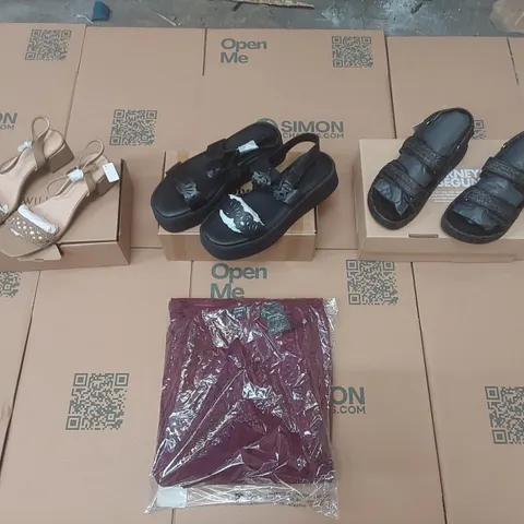 PALLET CONTAINING APPROXIMATELY 180x ASSORTED BRAND NEW DESIGNER SHOES AND CLOTHING ITEMS INCLUDING: JD WILLIAMS SHOES, SIMPLY BE SANDALS, JOANA HOPE JERSY DRESSES ECT