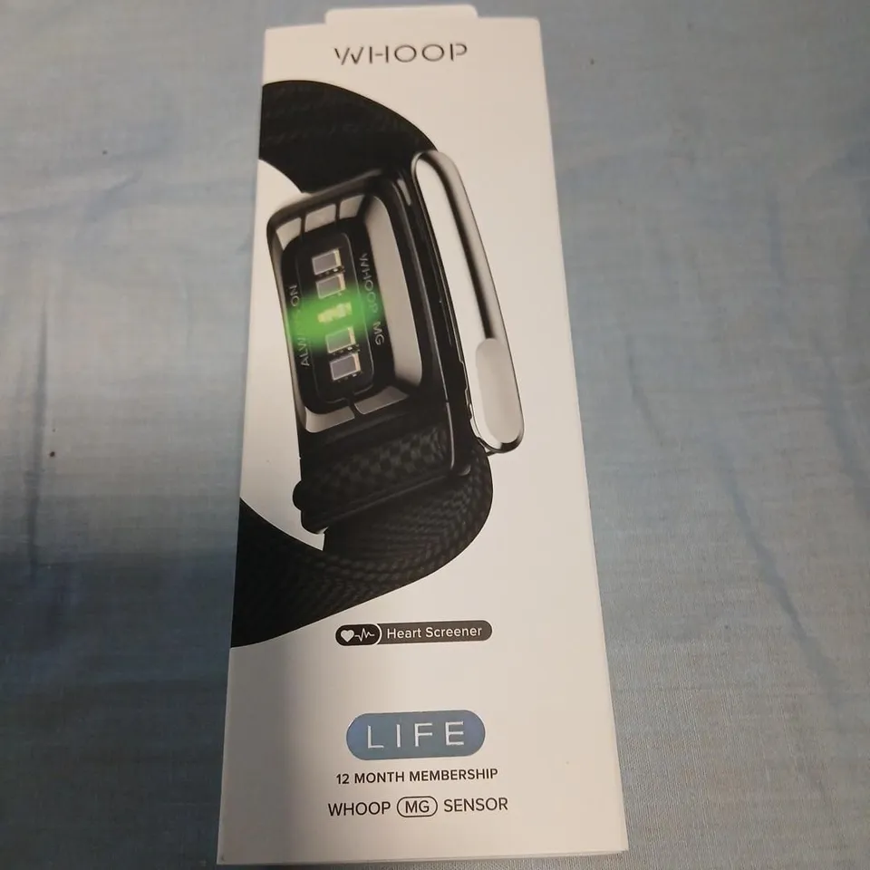 WHOOP HEART RATE SENSOR WITH 12-MONTH LIFE MEMBERSHIP – BOXED