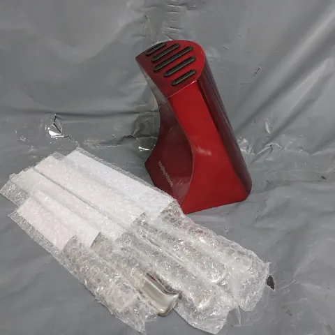 MORPHY RICHARDS ACCENTS 5-PIECE KNIFE BLOCK IN RED