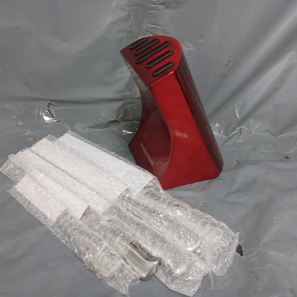 MORPHY RICHARDS ACCENTS 5-PIECE KNIFE BLOCK IN RED