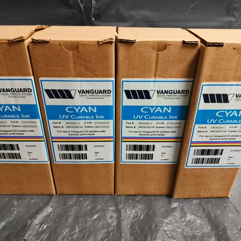 VANGUARD CYAN UV CURABLE INK – 4 X BOXES FOR VANGUARD UV PRINTERS