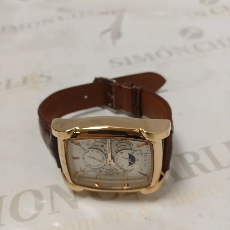 MENS TALIS CO WATCH – MOON PHASE MOVEMENT – SUB DIAL – GENUINE LEATHER STRAP
