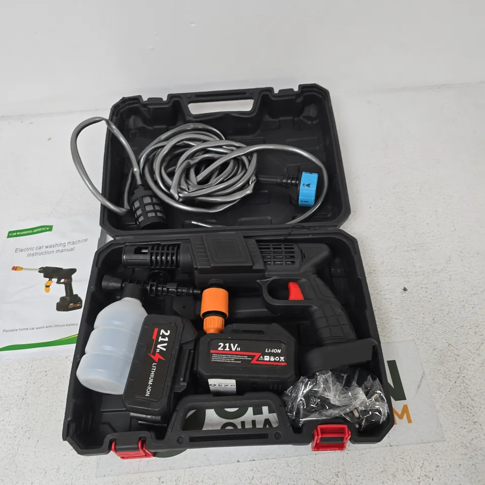CAR WASH GUN KIT WITH 21V LI-ION BATTERY – PORTABLE HOME CAR WASH SYSTEM (IN CASE)