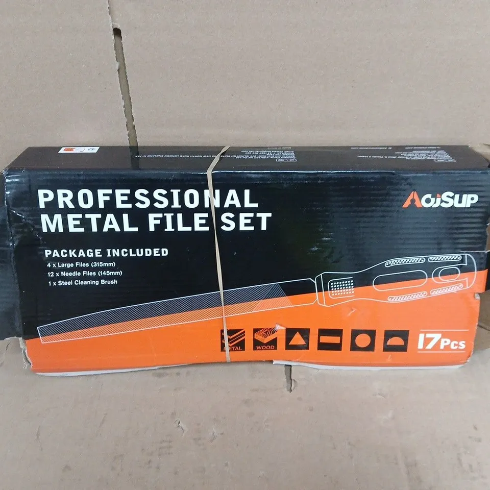 AOSUP PROFESSIONAL METAL FILE SET – 17 PIECE IN ORANGE ZIP CASE 