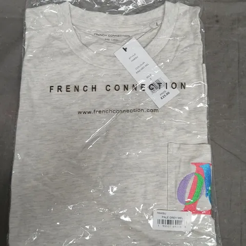 BAGGED FRENCH CONNECTION PALE GREY T-SHIRT - L