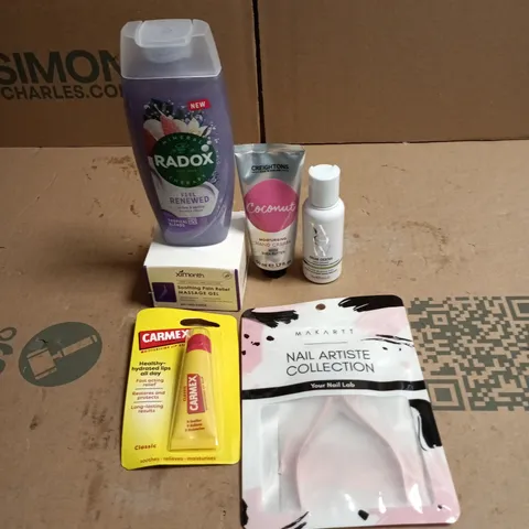 APPROXIMATEY 20 ASSORTED HEALTH AND BEAUTY PRODUCTS TO INCLUDE - RADOX SHOWER CREAM - CREIGHTON'S HAND CREAM AND CARMEX LIP BALM