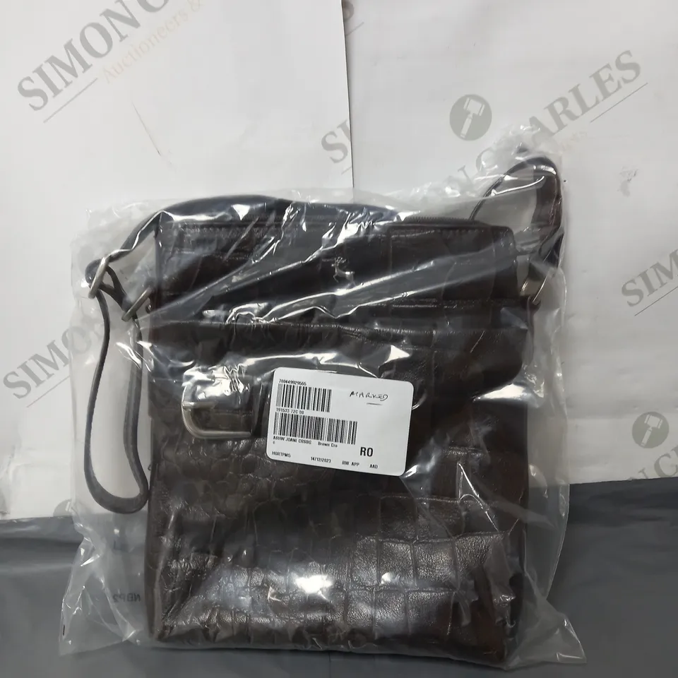 ASHWOOD MEDIUM JOANI BUCKLE LEATHER CROC CROSSBODY BAG