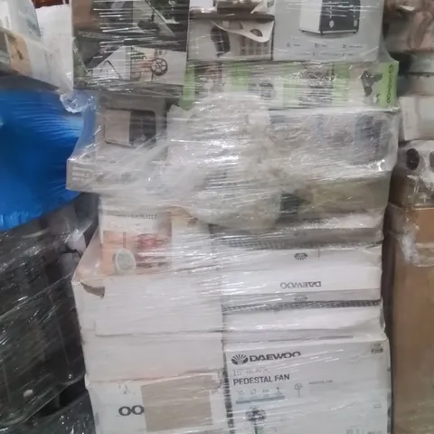 PALLET CONTAINING VARIOUS ELECTRICAL ITEMS AND HOUSEHOLD PRODUCTS TO INCLUDE:700W CYCLONIC VACUUM,STAINLESS STEEL 4 SLICE TOASTER,16"PEDESTAL FAN