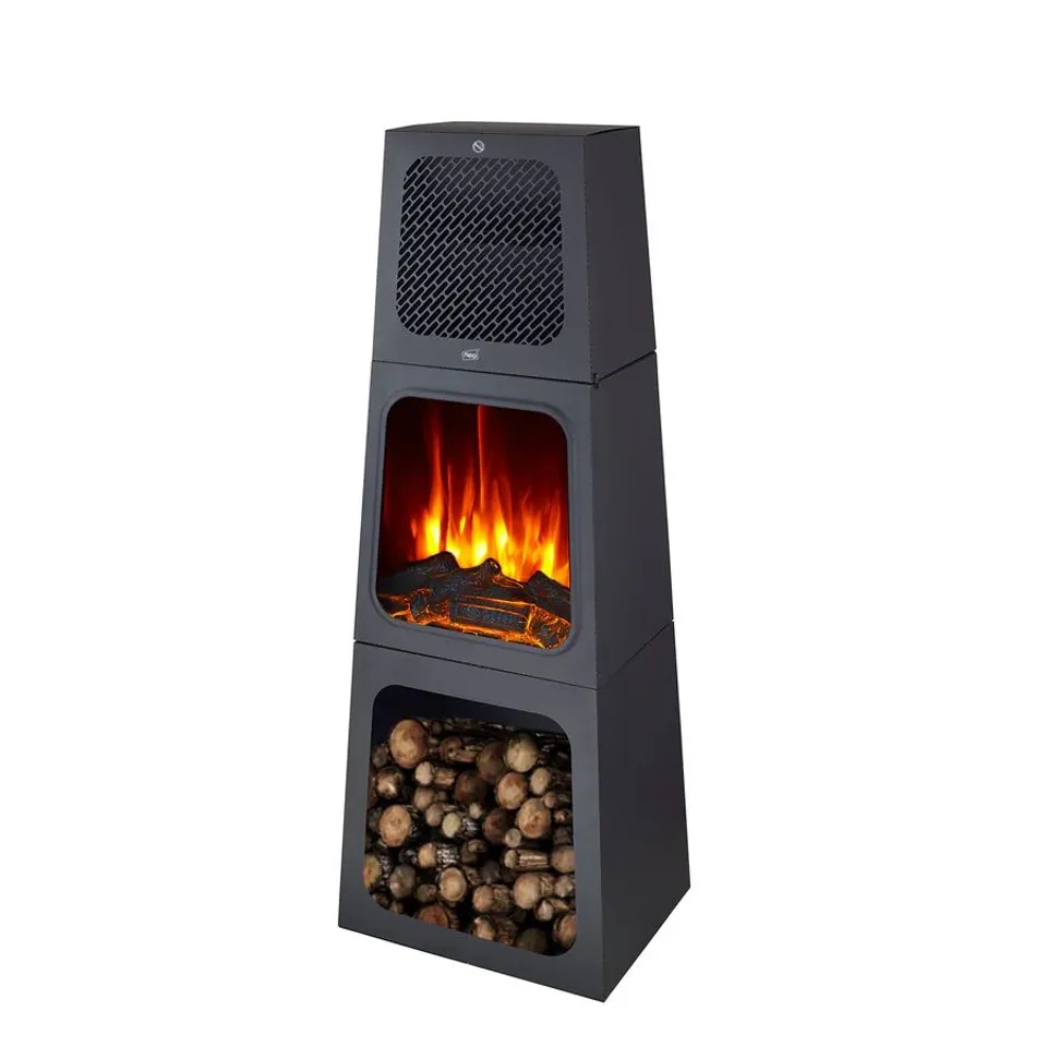 BOXED NEO MODERN TALL TRIANGLE PYRAMID FREE STANDING ELECTRIC FIREPLACE