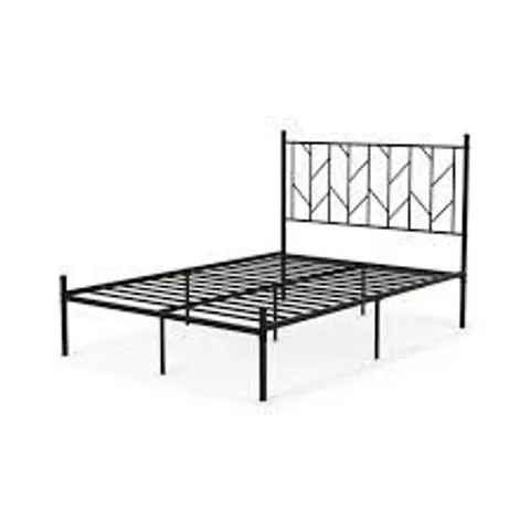 BOXED DOUBLE METAL PLATFORM BED FRAME WITH HEADBOARD BLACK - DOUBLE SIZE