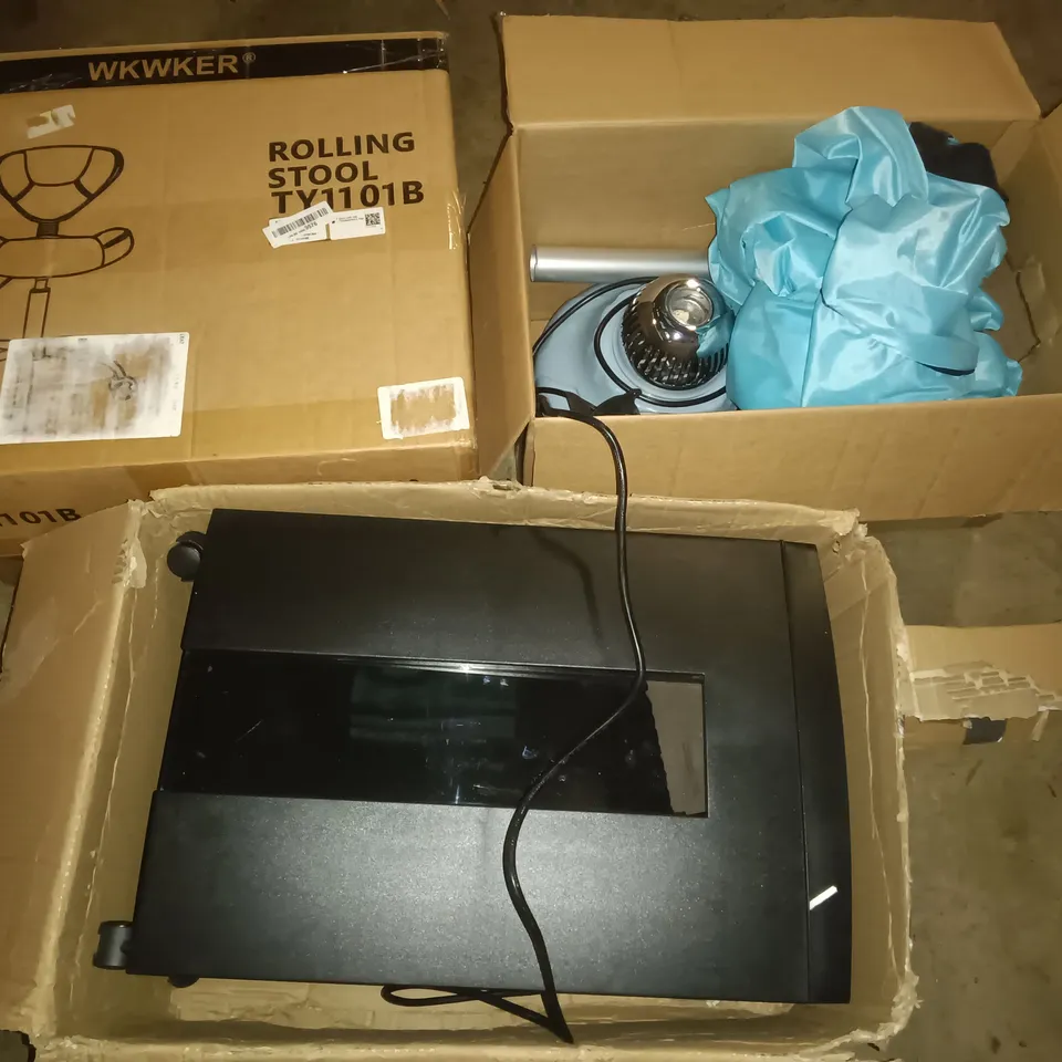 PALLET OF ASSORTED ITEMS TO INCLUDE ROLLING STOOL, WOLVERINE PAPER SHREDDER AND CLOTHES DRYER