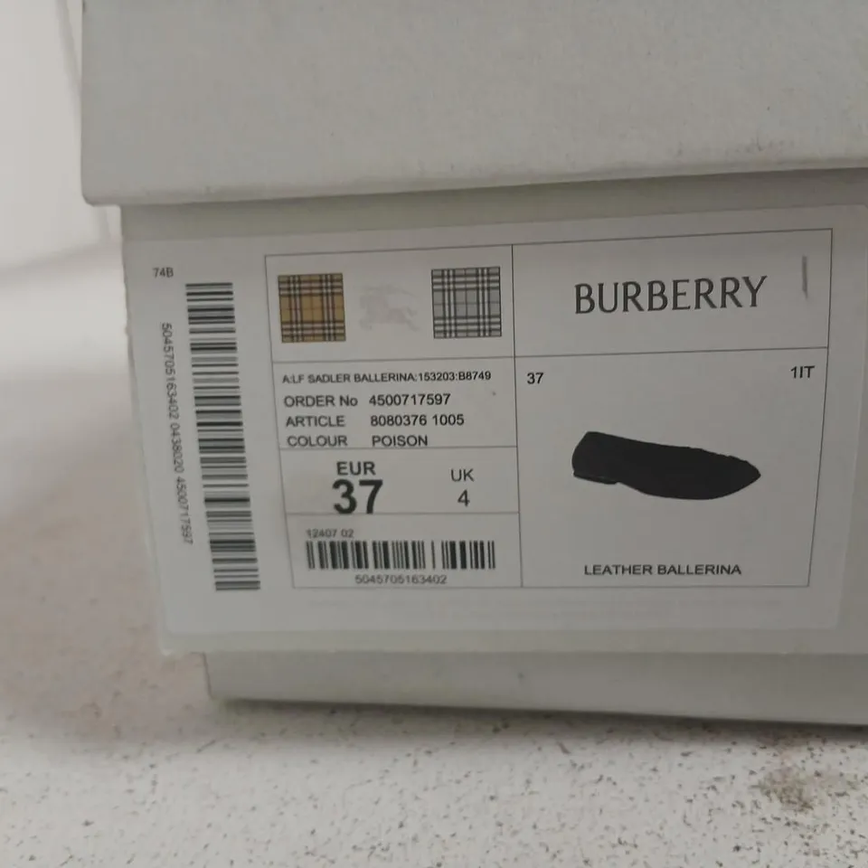 BURBERRY LEATHER BALLERINA FLATS – POISON, UK4 (EU37)