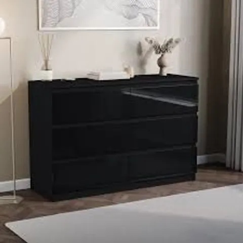 VIDA DESIGNS GLINTON 6 DRAWER CHEST - BLACK (2BOXES)