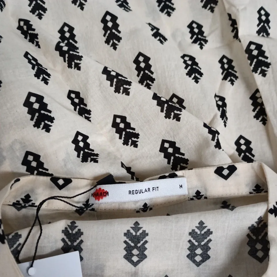 KHAADI WOMEN'S PRINTED COTTON KURTA/TUNIC – REGULAR FIT, TASSEL NECK, SIZE M