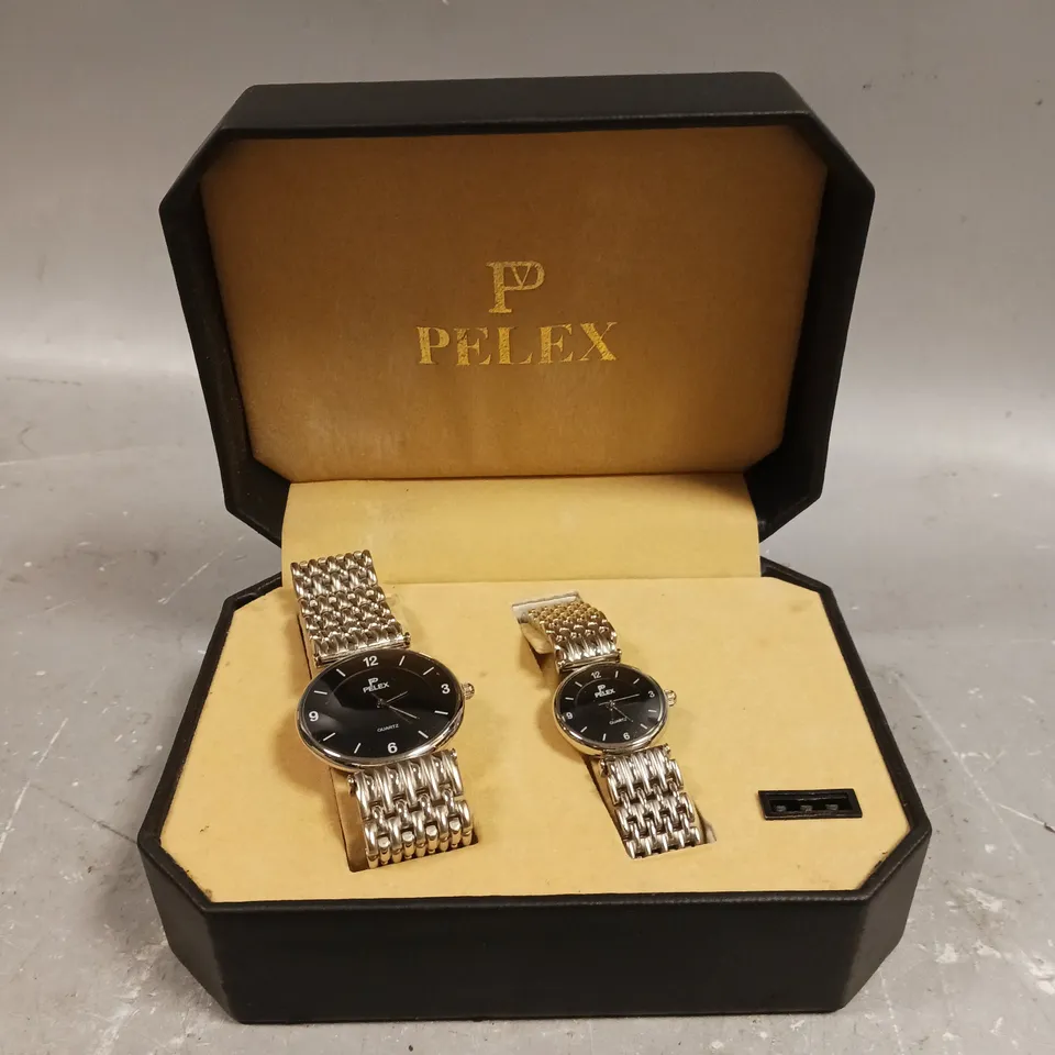PELEX BLACK DIAL WATCH SET 
