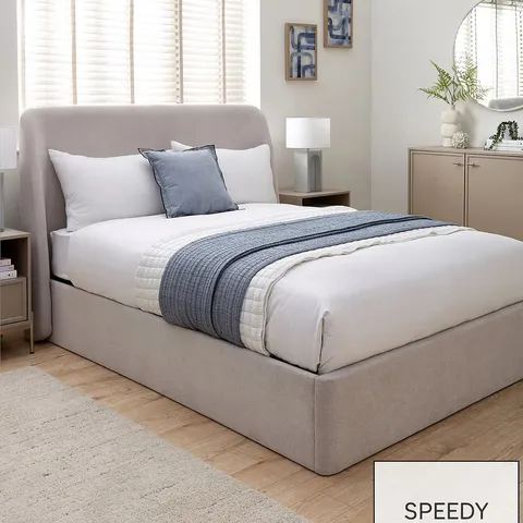 BOXED DANTE DOUBLE SIZE SIDE LIFT UP STORAGE OTTOMAN BED - NATURAL (5 BOXES)
