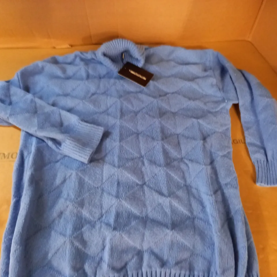 PRETTYLITTLETHING BRIGHT BLUE DIAMOND KNITTED OVERSIZED JUMPER - M