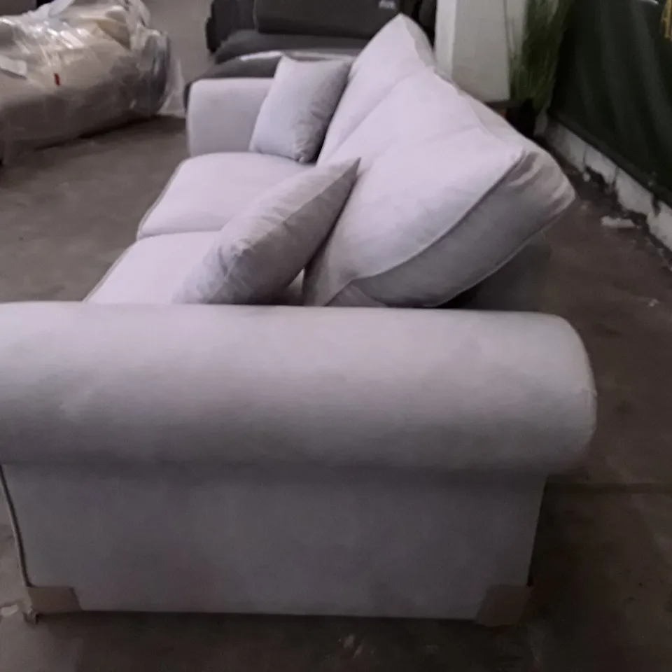 QUALITY DESIGNER 3 SEATER SOFA - LIGHT GREY FABRIC 