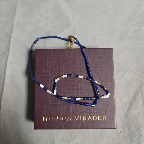 MONICA VINADER BEADED NECKLACE – BLUE WITH WHITE AND GOLD ACCENTS