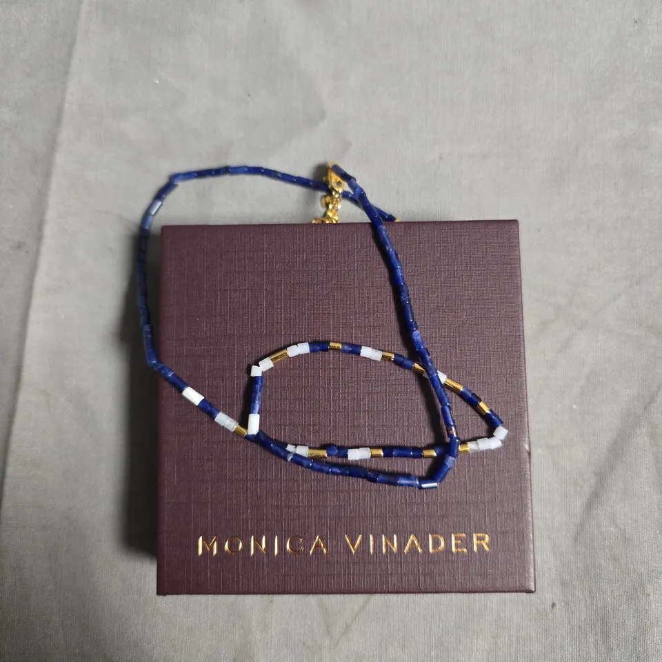 MONICA VINADER BEADED NECKLACE – BLUE WITH WHITE AND GOLD ACCENTS