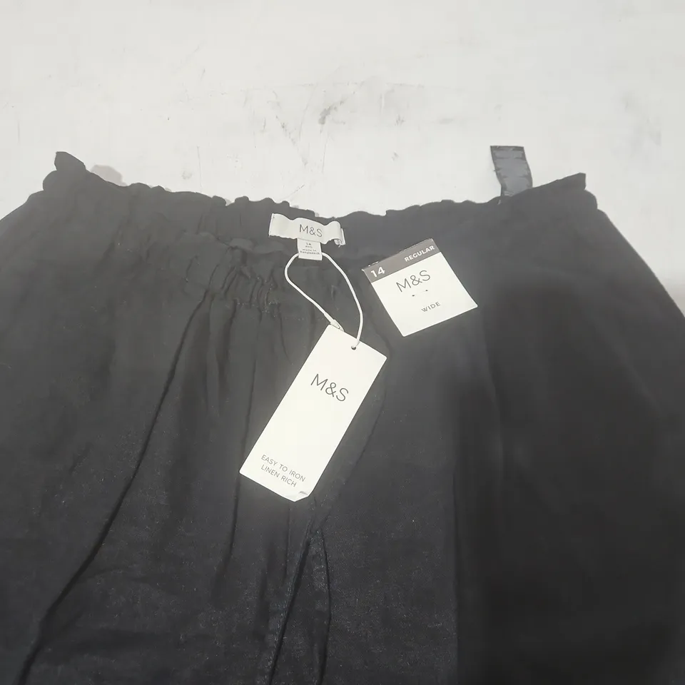 M&S WIDE TROUSERS IN BLACK - 14 REG