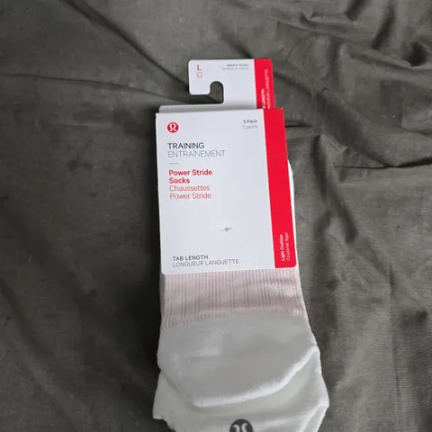 Power Stride Training Socks – 3 Pack, Pink/White – Size L