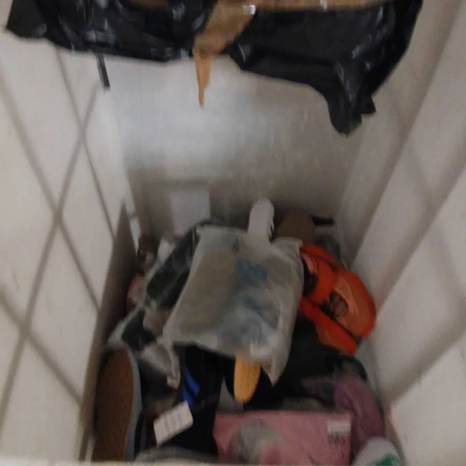 LARGE CAGE OF ASSORTED SHOES AND ACCESSORIES