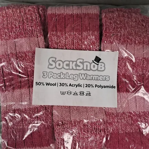 BOX OF APPROXIMATELY 10 ASSORTED SOCK SNOB 3-PACK LEG WARMERS IN PINK - COLLECTION ONLY