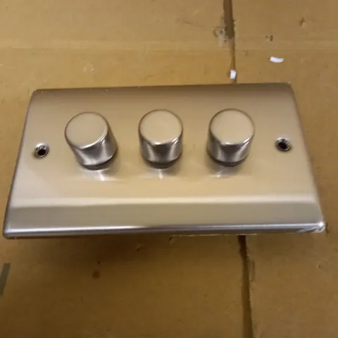 BG ELECTRICAL NBS83P-01 TRIPLE INTELLIGENT DIMMER LIGHT SWITCH, BRUSHED STEEL, 2-WAY, 8.6 CM*4.5 CM*14.6 CM