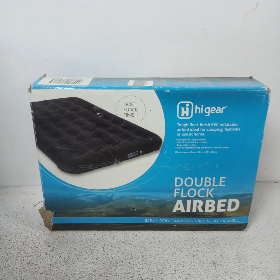 HI GEAR DOUBLE FLOCK AIRBED – PVC INFLATABLE CAMPING BED (BOXED)