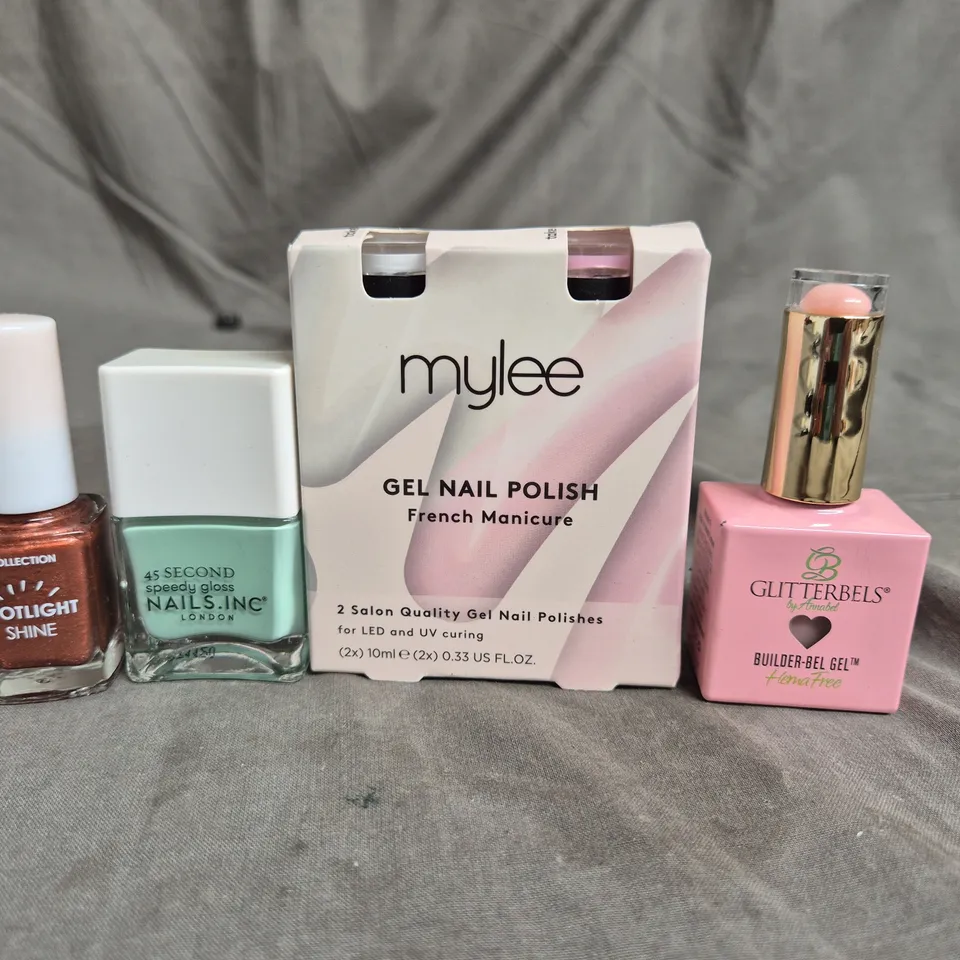 APPROXIMATELY 20 BOTTLES OF NAIL VARNISH TO INCLUDE MYLEE, GLITTERBELS AND NAILS.INC