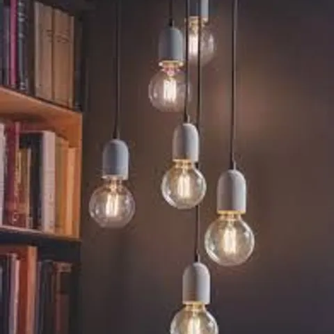BOXED CARNABY 6 LIGHT PENDANT - CONCRETE