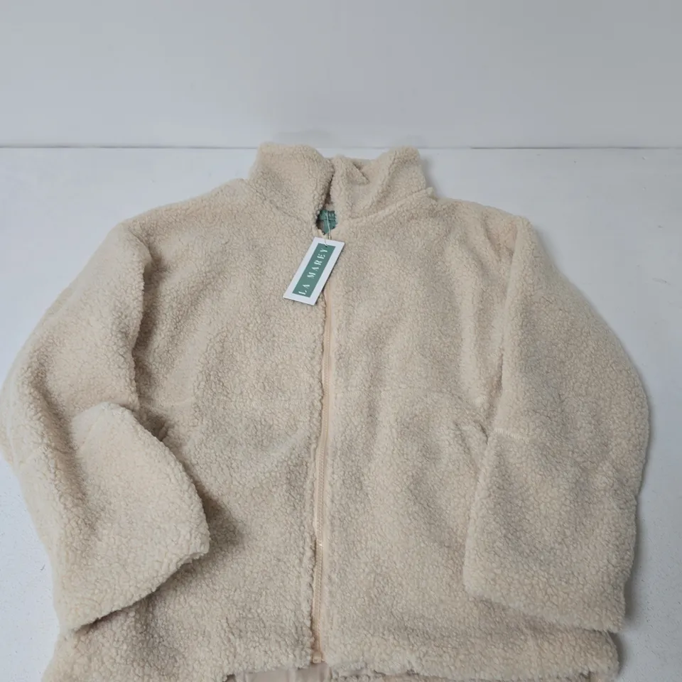 APPROXIMATELY 15 LA MAREY LADIES PLUSH JACKETS IN BEIGE - MEDIUM