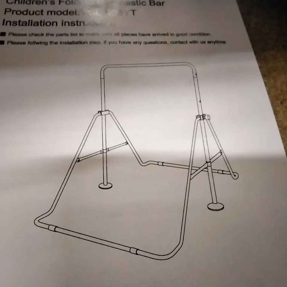 BOXED CHILDREN'S FOLDING GYMNASTIC BAR PINK