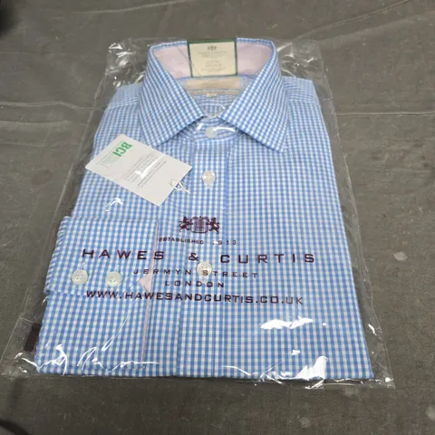 HAWES & CURTIS SHIRT IN BLUE / WHITE SIZE 15.5 - 34