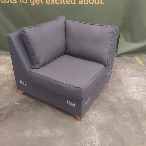 QUALITY DESIGNER GREY FABRIC CORNER SOFA SECTION