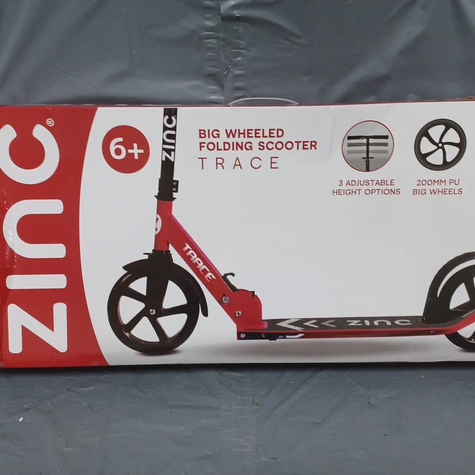 BOXED ZINC BIG WHEELED FOLDING SCOOTER - COLLECTION ONLY 