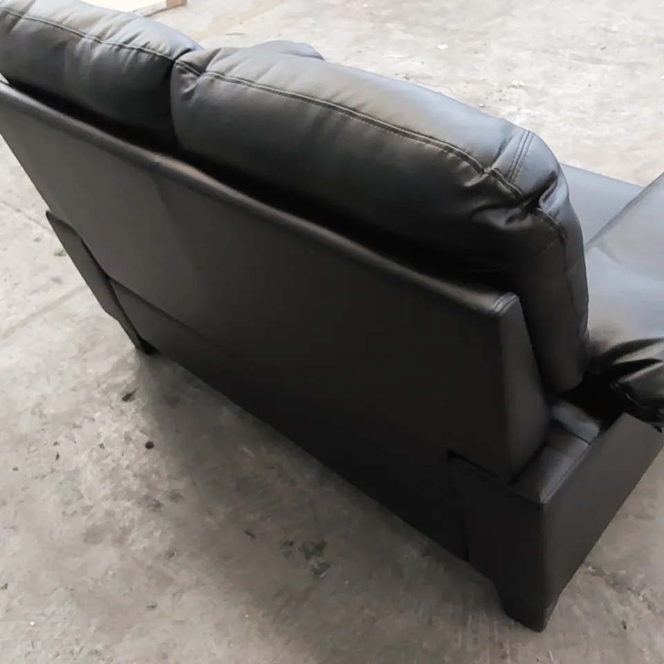 DESIGNER BALTIMORE 2 SEATER BLACK LEATHER SOFA