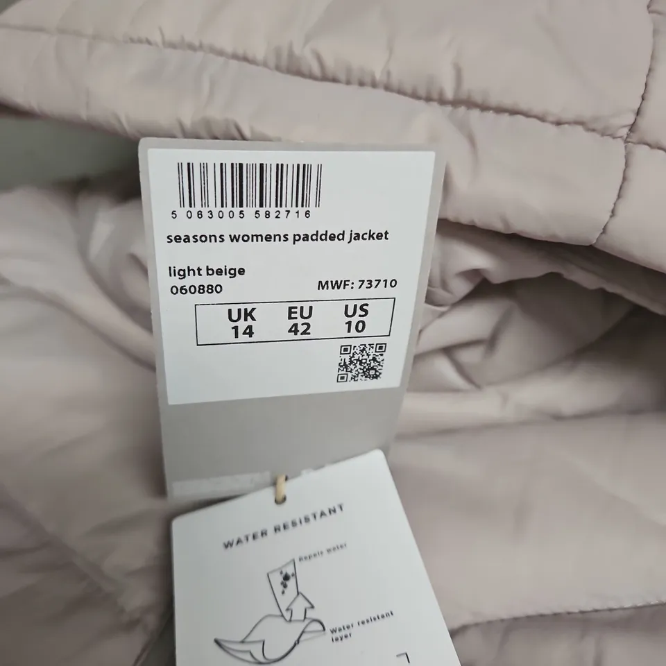 MOUNTAIN WAREHOUSE SEASONS WOMEN'S PADDED JACKET – LIGHT BEIGE, UK 14 
