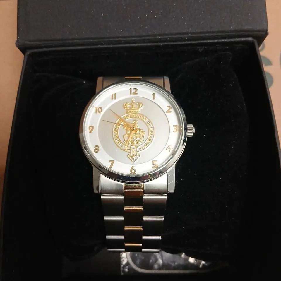 COINWATCH WRISTWATCH WITH TWO-TONE STAINLESS STEEL BRACELET, BOXED