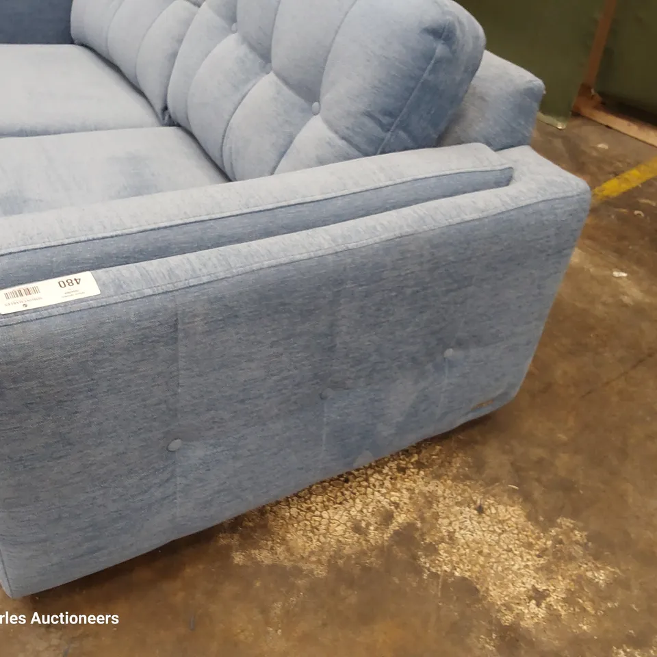 QUALITY BRITISH DESIGNER LOUNGE Co. MADISON TWO SEATER SOFA BLUE FABRIC 