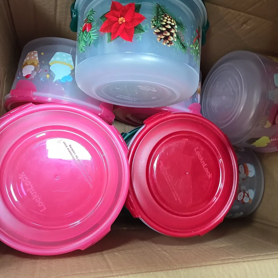 10 LOCK&LOCK ROUND PLASTIC FOOD STORAGE CONTAINERS SETS – ASSORTED SIZES, PINK & GREEN LIDS