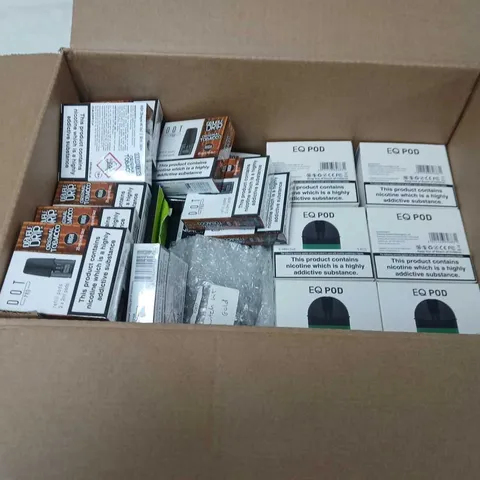 BOX OF APPROXIMATELY 40 ASSORTED E-CIGARETTES AND COMPONENTS TO INCLUDE:  ASSORTED VAPOURIZ DEVICE KITS 