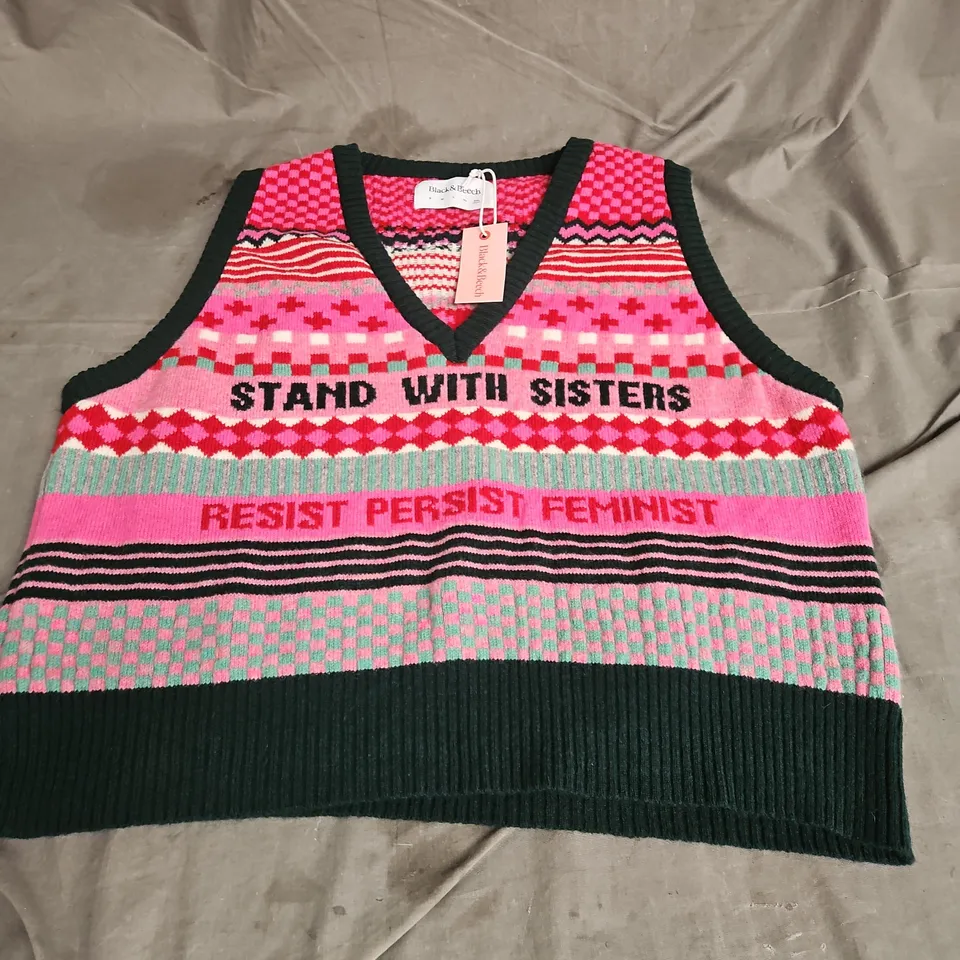 BLACK & BEECH KNITTED VEST IN MULTI SIZE 2XL