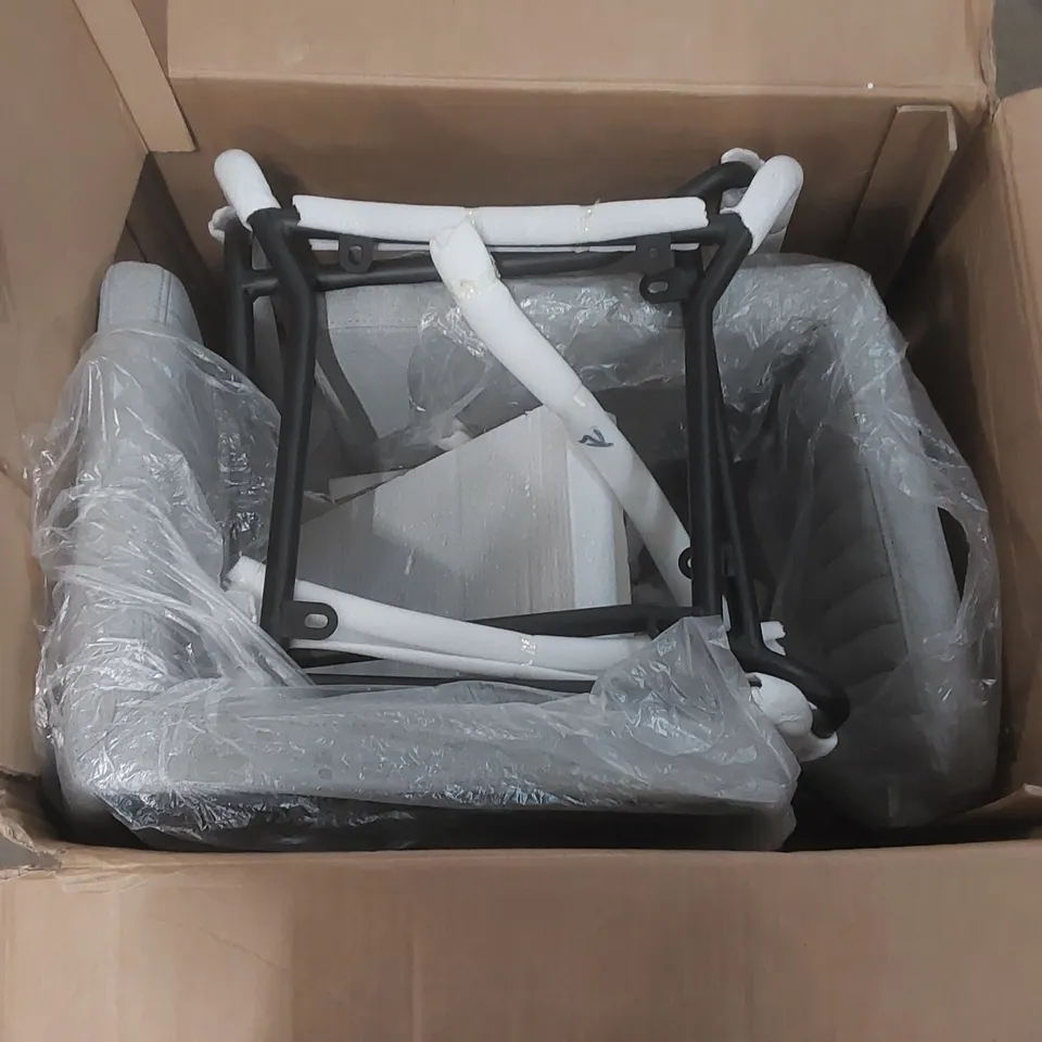 BOXED PAIR OR DESIGNER FABRIC DINING CHAIRS - GREY