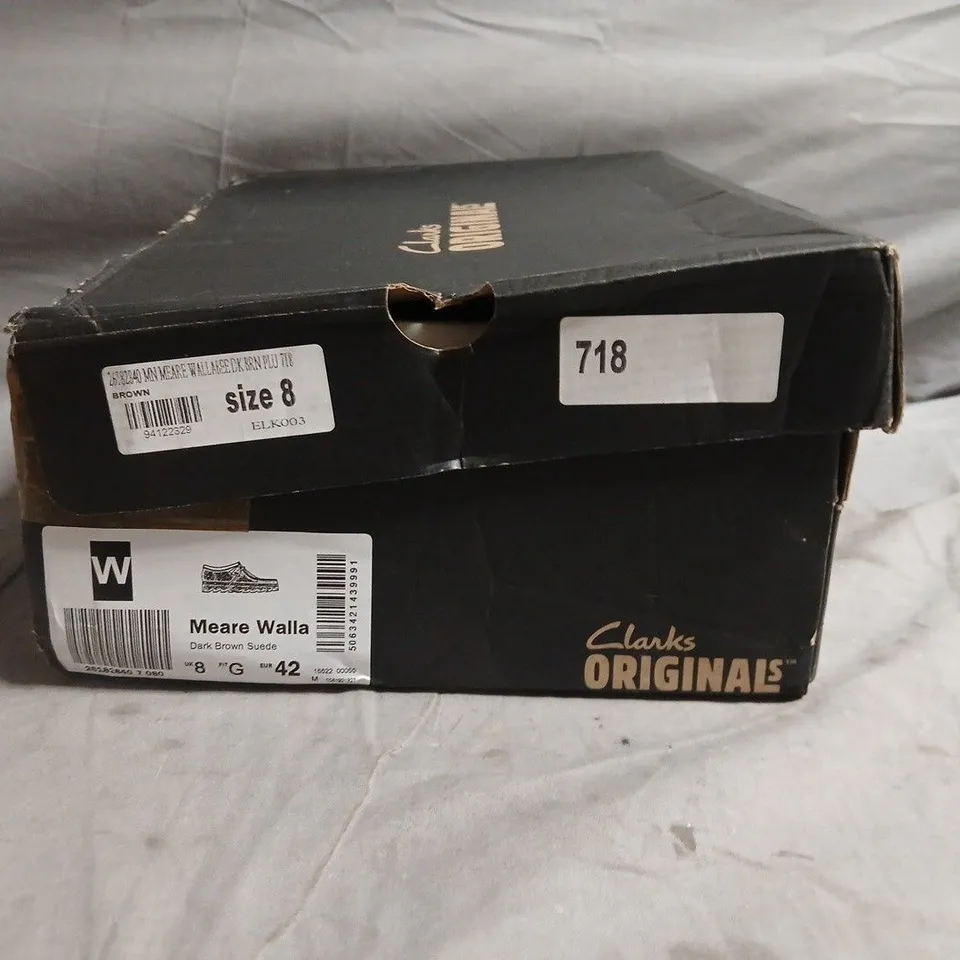 CLARKS ORIGINALS WALLABEE BROWN SUEDE MOCCASIN SHOES – UK 8 (MEN’S) – BOXED