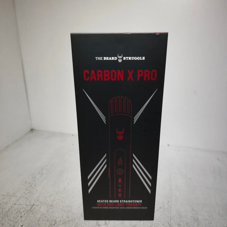 BOXED THE BEARD STRUGGLE CARBON X PRO HEATED BEARD STRAIGHTENER